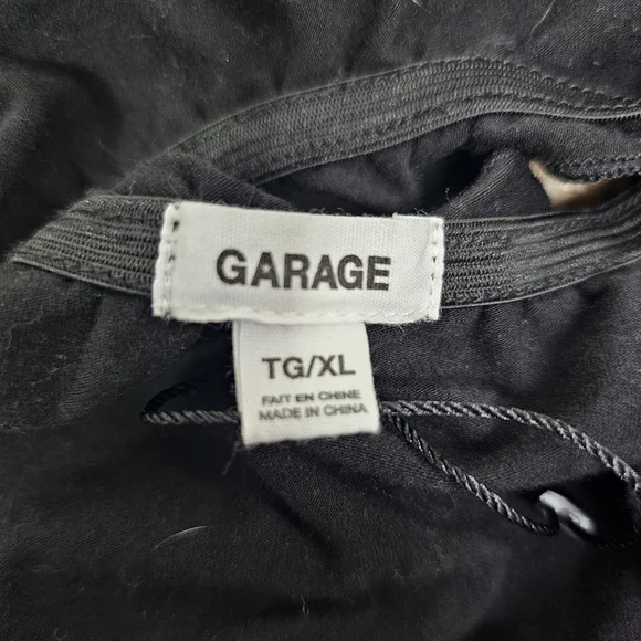 Garage Black Cotton Crop Wrap Top Tie Waist Baddie Vibes XL - Picture 8 of 9